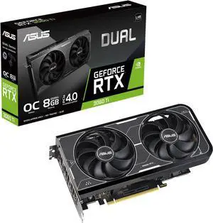 ASUS Dual NVIDIA GeForce RTX 3060 Ti OC Edition Graphics Card (PCIe 4.0, 8GB GDDR6X memory, HDMI 2.1, DisplayPort 1.4a, 2-slot design, Axial-tech fan design, 0dB technology) DUAL-RTX3060TI-O8GD6X