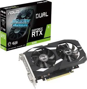 ASUS Dual NVIDIA GeForce RTX 3050 6GB Gaming Graphics Card - PCIe 4.0, 6GB GDDR6 Memory, HDMI 2.1, DisplayPort 1.4a, 2-slot Design, Axial-tech Fan Design, 0dB Technology, DUAL-RTX3050-6G