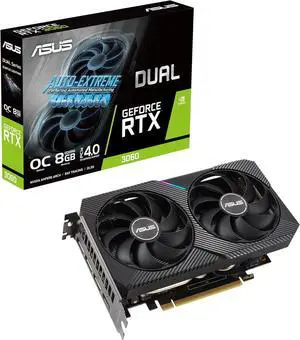 ASUS Dual GeForce RTX 3060 OC Edition 8GB GDDR6 (PCIe 4.0, 8GB GDDR6, HDMI 2.1, DisplayPort 1.4a) DUAL-RTX3060-O8G