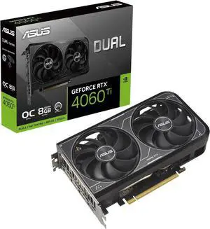 ASUS Dual GeForce RTX 4060 Ti V2 OC Edition  (PCIe 4.0, 8GB GDDR6, DLSS 3, HDMI 2.1a, DisplayPort 1.4a, 2-slot design, Axial-tech fan design, 0dB technology) DUAL-RTX4060TI-O8G-V2