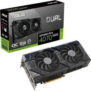 ASUS Dual GeForce RTX 4070 SUPER OC Edition graphics card (PCIe 4.0, 12GB GDDR6X, DLSS 3, HDMI 2.1, DisplayPort 1.4a, 2.56-slot design, Axial-tech fan design, Auto-Extreme Tech) DUAL-RTX4070S-O12G