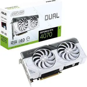 ASUS Dual GeForce RTX 4070 White Edition 12GB GDDR6X (PCIe 4.0, 12GB GDDR6X, DLSS 3, HDMI 2.1, DisplayPort 1.4a, 2.56-slot design, Axial-tech fan design, 0dB technology) DUAL-RTX4070-12G-WHITE