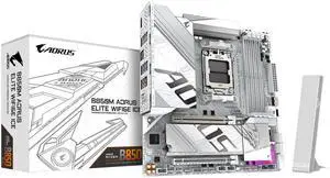 GIGABYTE B850M AORUS ELITE WIFI6E ICE AMD AM5 LGA 1718 Motherboard, mATX, DDR5, 2x M.2, PCIe 5.0, USB-C, WIFI6E, 2.5GbE LAN, EZ-Latch