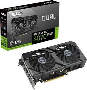 ASUS Dual GeForce RTX 4070 SUPER EVO 12GB GDDR6X (PCIe 4.0, 12GB GDDR6X, DLSS 3, HDMI 2.1a, DisplayPort 1.4a, 2.5-slot design, Axial-tech fan design, 0dB technology) DUAL-RTX4070S-12G-EVO ASUS Dual GeForce RTX 4070 SUPER EVO 12GB GDDR6X (PCIe 4.0, 12GB GDDR6X, DLSS 3, HDMI 2.1a, DisplayPort 1.4a, 2.5-slot design, Axial-tech fan design, 0dB technology) DUAL-RTX4070S-12G-EVO