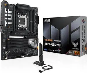 ASUS TUF GAMING X870-PLUS WIFI AMD AM5 X870 ATX motherboard, 16+2+1, 80A SPS power stages, DDR5, PCIe 5.0 Ready, four M.2 slots, Wi-Fi 7, 2.5Gb LAN, HDMI, USB4 40Gbps, SATA 6 Gbps, USB 20Gbps Type-C ASUS TUF GAMING X870-PLUS WIFI AMD AM5 X870 ATX motherboard, 16+2+1, 80A SPS power stages, DDR5, PCIe 5.0 Ready, four M.2 slots, Wi-Fi 7, 2.5Gb LAN, HDMI, USB4 40Gbps, SATA 6 Gbps, USB 20Gbps Type-C