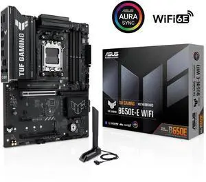 ASUS TUF GAMING B650E-E WIFI AMD AM5 B650 ATX motherboard, 8+2+1 80A DrMOS stage, DDR5, PCIe 5.0 Ready, 3x M.2, Wi-Fi 6E, 2.5 Gb LAN, DisplayPort, HDMI, USB 20Gbps Type-C, BIOS FlashBack, Aura Sync ASUS TUF GAMING B650E-E WIFI AMD AM5 B650 ATX motherboard, 8+2+1 80A DrMOS stage, DDR5, PCIe 5.0 Ready, 3x M.2, Wi-Fi 6E, 2.5 Gb LAN, DisplayPort, HDMI, USB 20Gbps Type-C, BIOS FlashBack, Aura Sync