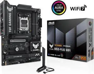 ASUS TUF GAMING B850-PLUS WIFI AMD AM5 B850 ATX motherboard, 14+2+1 80A stages, AI Ready, DDR5, PCIe 5.0 , 3x M.2, Wi-Fi 7, 2.5Gb LAN, DisplayPort, HDMI, USB 10Gbps & 20Gbps Type-C, BIOS FlashBack ASUS TUF GAMING B850-PLUS WIFI AMD AM5 B850 ATX motherboard, 14+2+1 80A stages, AI Ready, DDR5, PCIe 5.0 , 3x M.2, Wi-Fi 7, 2.5Gb LAN, DisplayPort, HDMI, USB 10Gbps & 20Gbps Type-C, BIOS FlashBack