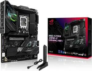 ASUS ROG STRIX Z890-F GAMING WIFI Intel Z890 LGA 1851 ATX motherboard, DDR5 slots, DIMM Flex, AEMP III, WiFi 7, 5×M.2 slots,NPU Boost, ASUS AI Advisor, AI Overclocking, AI Cooling II, Polymo Lighting ASUS ROG STRIX Z890-F GAMING WIFI Intel Z890 LGA 1851 ATX motherboard, DDR5 slots, DIMM Flex, AEMP III, WiFi 7, 5×M.2 slots,NPU Boost, ASUS AI Advisor, AI Overclocking, AI Cooling II, Polymo Lighting