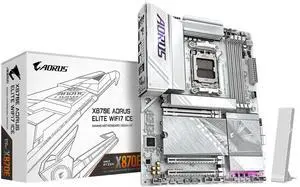 GIGABYTE X870E AORUS ELITE WIFI7 ICE AMD AM5 LGA 1718 Motherboard, ATX, DDR5, 4x M.2, PCIe 5.0, USB4, WIFI7, 2.5GbE LAN, EZ-Latch GIGABYTE X870E AORUS ELITE WIFI7 ICE AMD AM5 LGA 1718 Motherboard, ATX, DDR5, 4x M.2, PCIe 5.0, USB4, WIFI7, 2.5GbE LAN, EZ-Latch