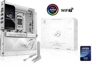 ASUS ROG Crosshair X870E Glacial, AMD E-ATX motherboard, 24+2+2 power stages, DDR5 slots, two PCIe 5.0 x16 SafeSlots, seven M.2 slots, Dual Realtek 10G Ethernet, AI Cache Boost, Full -color 5" LCD ASUS ROG Crosshair X870E Glacial, AMD E-ATX motherboard, 24+2+2 power stages, DDR5 slots, two PCIe 5.0 x16 SafeSlots, seven M.2 slots, Dual Realtek 10G Ethernet, AI Cache Boost, Full -color 5" LCD