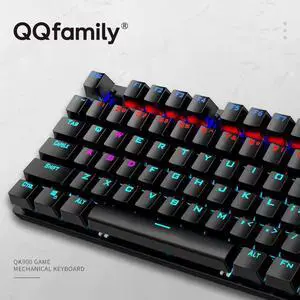 QQfamily mechanical keyboard QK900 ,Wired Cyan Switch,26-Key Anti-Ghosting Wired Keyboard with Surround Lighting