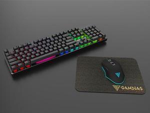 Gamdias Hermes P1B Mechanical Gaming Keyboard with Blue Switches, mouse, and mouse pad.