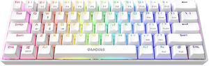 GAMDIAS Hermes E3 60% Mechanical Keyboard (White) BROWN switches, USB type-C cable.