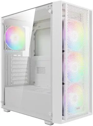 Gamdias AURA GC2 ELITE WHITE ARGB, ATX PC case, Tempered Glass Side Panel, 4 ARGB Fans, Fits: GPU 340mm and 360  AIO/Radiator.