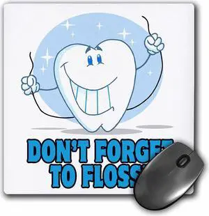 3dRose Dont Forget to Floss Cute Cartoon Tooth Mouse Pad (mp_118633_1)