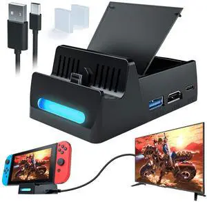 Switch Dock, Switch Charging Docking Station for Nintendo, Switch Docking Station Charger with Dust Plugs, Nintendo Switch Docking Station Supporting 4K1080P HDMI Video Port and USB3.0 Port
