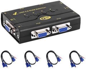 41UA USB 2.0 VGA KVM Switch with USB Hub + Cables Support Audio Microphone 2048x1536 (4 Port Manual)