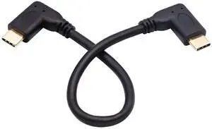 90 Degree USB 3.1 Type C Male to Male Gen 2 (10Gbps) Connector Extension Cable, Supports Charging, Data, Audio, Video Cable for New MacBook Pro 2017,USB-C Hub,Type-C Devices,Laptops(20cm-M/M)