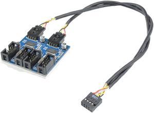 9pin USB Header Male 1 to 4 Female Extension Cable Card Motherboard 9-Pin USB HUB USB 2.0 9 pin Connector Adapter Port Multilier