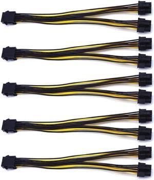 (5-pack) PCI-E 8-pin to 2x 6+2-pin Power Splitter Cable