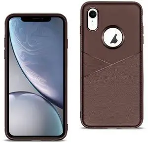 Reiko Apple iPhone XR TPU Leather Feel Case Leather Fit Flexible Slim Premium Case In Brown