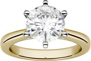 Yellow Gold 8.0mm Moissanite by Charles & Colvard Solitaire Engagement Ring-size 7 1.90ct DEW