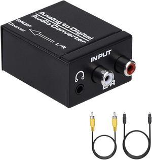 Analog to Digital Audio Converter, R/L RCA 3.5mm AUX to Digital Coaxial Toslink Optical Audio Adapter with Optical Cable, Coaxial Cable