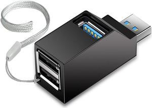 3 Port USB Hub High Speed Splitter Plug and Play Bus Powered, Black