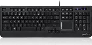 Perixx PERIBOARD-513II Wired USB Keyboard with Touchpad, Membrane Key Trackpad Keyboard with 10 Hot Keys, Black, Full US Layout