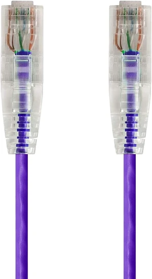 Monoprice SlimRun Cat6 Ethernet Patch Cable - Network Internet Cord - RJ45, Stranded, 550Mhz, UTP, CMR, Riser Rated, Pure Bare Copper Wire, 28AWG, 7ft, Purple Monoprice SlimRun Cat6 Ethernet Patch Cable - Network Internet Cord - RJ45, Stranded, 550Mhz, UTP, CMR, Riser Rated, Pure Bare Copper Wire, 28AWG, 7ft, Purple