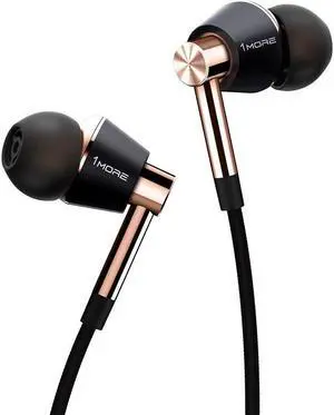 1MORE Triple Driver In-Ear Earphones Hi-Res Headphones with High Resolution, Bass Driven Sound, MEMS Mic, In-Line Remote, High Fidelity for Smartphones/PC/Tablet - Gold