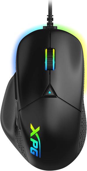 XPG ALPHA Wired Gaming Mouse - Black w/ RGB + Omron Switches | USB-C Connection | 6 Programmable Buttons :Exokeleton Design | PAW 3335 Sensor - 400-16000 DPI