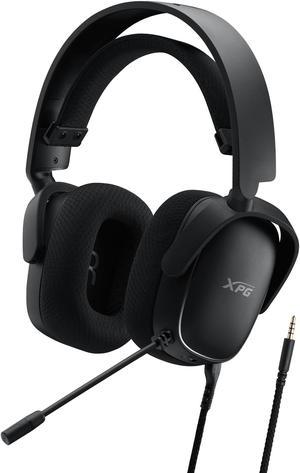 XPG PRECOG S Wired Black Gaming Headset w/ Mic + Windows Sonic 3D Spatial Awareness | USB-C and 3.5mm Jack Connection | 50mm Driver - Clear and Crip Sound | Rotatable Ear Cups and Auto-Adust Headband