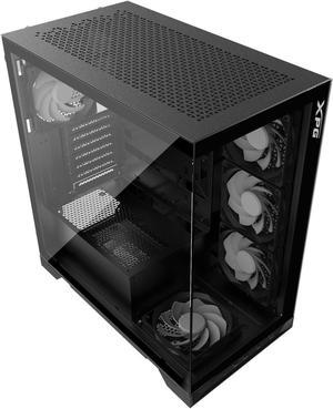 XPG Invader X Mid-Tower Gaming ATX PC Case with Panoramic View, Tempered Glass Panels, and RGB Lighting Black (INVADERXMT-BKCWW)