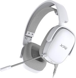 XPG PRECOG S Wired Gaming Headset w/ Mic + Windows Sonic 3D Spatial Awareness | USB-C and 3.5mm Jack Connection | 50mm Driver - Clear and Crip Sound | Rotatable Ear Cups and Auto-Adust Headband White