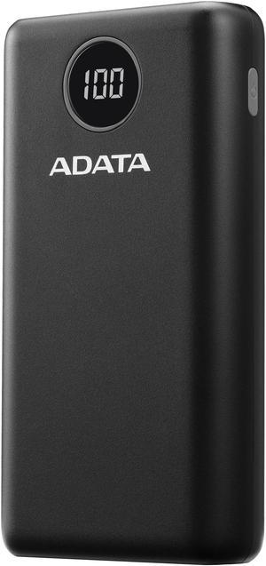 ADATA P20000QCD Power Bank Black - 20000mAh Battery | 2x USB-A - 1x USB-C Ports | Digital Display w/ Qualcomm QC 3.0 or USB PD 3.0 Tech | Multi-Level Circuit Protection