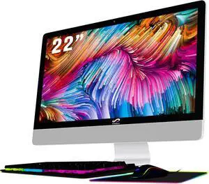 STGSivir All in One Desktop Computer, 22-inch FHD Display, Intel Core i7 up to 3.9GHz, 16G Memory, 512G SSD, WiFi 5, Bluetooth, RGB Keyboard & Mouse & Mouse Pad, Webcam, Windows 10 Home