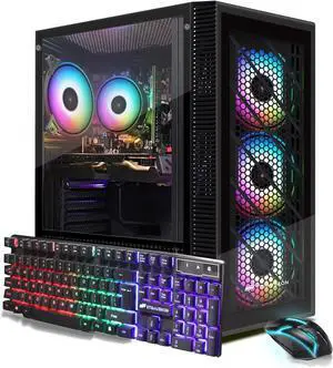 STGAubron Gaming PC Computer Desktop, Intel Core i7 8th Gen up to 4.1Ghz, Radeon RX 590 8G Graphics, 32G DDR4 RAM, 1TB SSD, WiFi 6, BT 5.2, RGB Fan x4, Windows 11 Home
