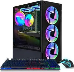 STGAubron Gaming PC Computer Desktop, 8th Gen Intel Core i7 up to 4.1G, GeForce RTX 3050 6G, 32G DDR4, 1T SSD, WiFi 6, BT 5.2, RGB Fan x6, Windows 11 Home