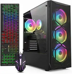 STGAubron Gaming Desktop PC, Radeon RX 580 8G, Intel Core i7 up to 3.9G, 16G RAM, 1T SSD, WiFi 6, BT 5.0, RGB Fan x4, Windows 11 Home STGAubron Gaming Desktop PC, Radeon RX 580 8G, Intel Core i7 up to 3.9G, 16G RAM, 1T SSD, WiFi 6, BT 5.0, RGB Fan x4, Windows 11 Home