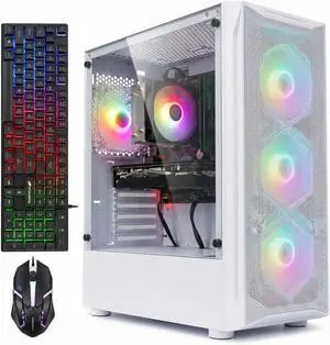 STGAubron Gaming PC Computer Desktop, GeForce GTX 1660 Ti 6G, Intel Core I7 up to 3.9GHz, 16G RAM, 512G SSD, WiFi 6, BT 5.0, RGB Fan x 4, Windows 11 Home,White STGAubron Gaming PC Computer Desktop, GeForce GTX 1660 Ti 6G, Intel Core I7 up to 3.9GHz, 16G RAM, 512G SSD, WiFi 6, BT 5.0, RGB Fan x 4, Windows 11 Home,White