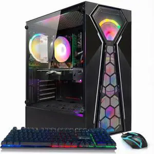 STGAubron Gaming PC Desktop Computer, AMD Ryzen 3 3200G 3.6 GHz, Radeon RX 580 8G, 16G RAM, 512G SSD, WiFi 6, BT 5.0, RGB Fan x 4, Windows 11 Home STGAubron Gaming PC Desktop Computer, AMD Ryzen 3 3200G 3.6 GHz, Radeon RX 580 8G, 16G RAM, 512G SSD, WiFi 6, BT 5.0, RGB Fan x 4, Windows 11 Home