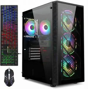 STGAubron Gaming PC Computer Desktop,AMD Ryzen 5 5500 up to 4.2GHz, Radeon RX 580 8G, 16G DDR4, 512G SSD, WiFi 6 5G & BT 5.2, RGB Fan x4, Windows 11 Home STGAubron Gaming PC Computer Desktop,AMD Ryzen 5 5500 up to 4.2GHz, Radeon RX 580 8G, 16G DDR4, 512G SSD, WiFi 6 5G & BT 5.2, RGB Fan x4, Windows 11 Home