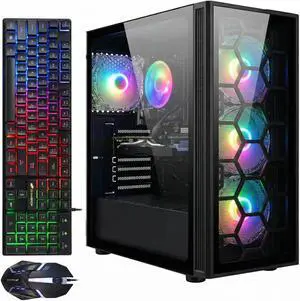 STGAubron Gaming PC Desktop Computer, Intel Core i7 up to 3.8GHz, GeForce GTX 1650 4G, 16GB RAM, 512GB SSD, WiFi 6, BT 5.2, RGB Fan x 4, Windows 11 Home STGAubron Gaming PC Desktop Computer, Intel Core i7 up to 3.8GHz, GeForce GTX 1650 4G, 16GB RAM, 512GB SSD, WiFi 6, BT 5.2, RGB Fan x 4, Windows 11 Home