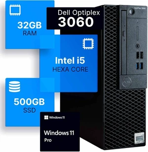 Dell OptiPlex 3060 Small Form Factor Desktop Computer, Core i5-8500 up to 4.1GHz, 32GB DDR4, 500GB Solid State Drive, Windows 11 Pro Dell OptiPlex 3060 Small Form Factor Desktop Computer, Core i5-8500 up to 4.1GHz, 32GB DDR4, 500GB Solid State Drive, Windows 11 Pro