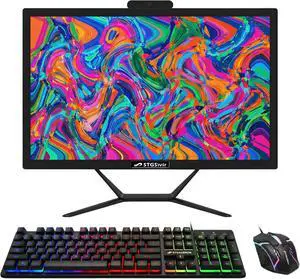 STGSivir All in One Desktop Computer, 21.5-inch FHD Display, Intel Core i5 up to 3.6GHz, 16G Memory, 512G SSD, WiFi, Bluetooth, RGB Keyboard & Mouse, Webcam, Windows 11 Home STGSivir All in One Desktop Computer, 21.5-inch FHD Display, Intel Core i5 up to 3.6GHz, 16G Memory, 512G SSD, WiFi, Bluetooth, RGB Keyboard & Mouse, Webcam, Windows 11 Home