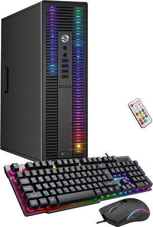 HP EliteDesk Desktop RGB Lights Computer AMD A-Series Processor, Windows 10 Pro 64-bit, Wi-Fi, Gaming PC Keyboard & Mouse (Renewed) (8 GB RAM, 256 GB SSD)