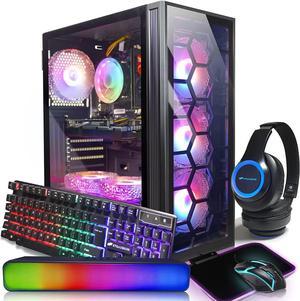 STGAubron Gaming PC,Intel Core i7 3.4G up to 3.9G,32G,1TB SSD,GeForce GTX1660Ti 6G GDDR6,WiFi,BT 5.0,RGB Fan x 6,RGB Keybaord&Mouse&Mouse Pad,RGB Bluetooth Sound Bar,RGB Bluetooth Gaming Mic,W10H64