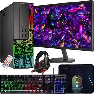 Dell OptiPlex Desktop RGB Computer PC, Intel i5 Quad-Core Processor, 16GB RAM, 512GB SSD, 24 Inch HDMI Monitor, RGB Keyboard Mouse and Headset, WiFi, Windows 10 Pro (Renewed)