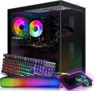  HP RGB Gaming PC Desktop Computer - Intel Quad I7 up to 3.8GHz,  16GB Memory, 128G SSD + 2TB, Radeon RX 580 8G, RGB Keyboard & Mouse, DVD,  WiFi & Bluetooth